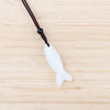 Carved Fish Stone Pendant Necklace, Natural Gemstone Charm