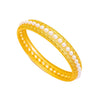 Gold-plated copper bangle bracelet with faux pearls and filigree texture