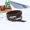 Cowhide Leather Wrap Bracelet, Hand-Braided Buckle