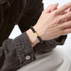 Black Obsidian Bead Bracelet with Gold-Tone Fu Character Charm