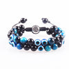 Tiger Eye Black Agate Evil Eye Double Row Bracelet