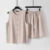 Men's Cotton Linen Vest and Shorts Set, Chinese Style Sleeveless Top