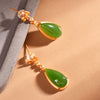 Waterdrop Green Jasper Copper Plated Balance Earrings