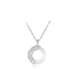 Sterling Silver Koi Fish Necklace with White Chalcedony Peace Buckle