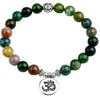Agate Bead Bracelet with Lotus or Om Charm