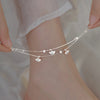 Silver-Tone Double Layer Ginkgo Leaf Anklet