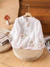Embroidered Cotton Linen Chinese Frog-Button Shirt