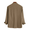 Men's Solid Color Half Button Long Sleeve Cotton Shirt