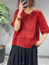 Women's Loose Embroidered Frog Button Shirt