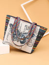 Embroidered Canvas Tote Bag with Elephant or Butterfly Design