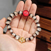 Handmade Incense Ash Glass Bead Bracelet with Charms