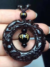 Obsidian Pixiu Ring Pendant with Six Syllable Mantra