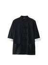 Men's Tang Suit Half Sleeve Shirt Cotton Linen Top