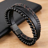 Handmade Leather Bracelet with Titanium Steel Buckle