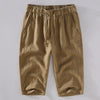 Men's Solid Color Ramie Linen Drawstring Cropped Pants With Pockets