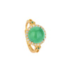 Green Jade Fortune Ring, Adjustable Silver Gemstone Jewelry
