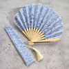 Hollow Flower Embroidery Cotton Folding Fan with Tassel