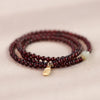 Faux Garnet Triple Wrap Bracelet with Multicolor Beads