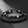 Adjustable Map Stone and Lava Rock Bracelet for Men