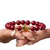 Year of the Horse Cinnabar Bracelet, Copper Charm