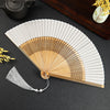 Vintage Cloud Crane Pattern Handheld Bamboo Folding Fan