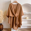 Solid Color Cotton Slit Shawl Wrap