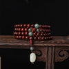 108 Bead Red Sandalwood Mala Bracelet with Jade Pendant