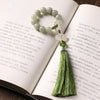 She Tai Cui Jade Wrist Mala with Green Tassel