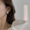 Leaf Design Luck Stud Earrings Blue and White Copper