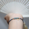 Sterling Silver Jade and Rutilated Quartz Braided Bracelet