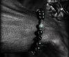 Black Obsidian Beaded Bracelet with Geometric Charm