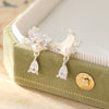 Lotus and Moon 925 Sterling Silver Pearl Earrings