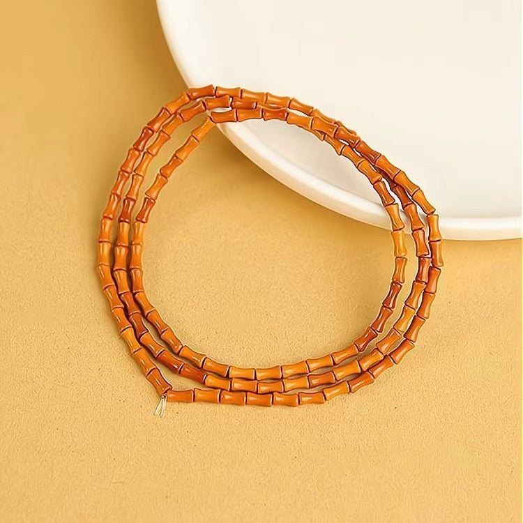 Olive Pit Bamboo Bracelet with Stone Accents