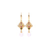 Gold-Plated Ruyi Drop Earrings with Natural Chalcedony Bead