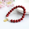 Cinnabar Rose Bracelet with Gold-Tone Accents