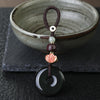 Obsidian Peace Buckle Keychain with Lotus or Wealth Charm