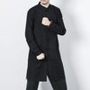 Men's Linen Mid-length Coat Frog Button Zen Clothing Fall Outerwear