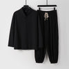 Men's Meditation Cloth Linen Set Long Sleeve T-shirt Pants