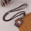 Ebony Wood Pendant Necklace with Buddhist Symbols