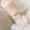 Strawberry Quartz and Moonstone Pixiu Bracelet with Gold-Tone Charm