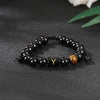 Alphabet Letter Bracelet with Tiger Eye and Black Glass Beads