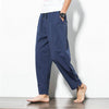 Men's Solid Color Cotton Drawstring Pants With Pockets