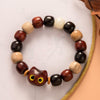 Cat Charm Wood Bracelet with Mammoth Tooth Bead