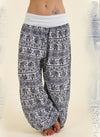 Women's Harem Pants with Lotus and Elephant Prints