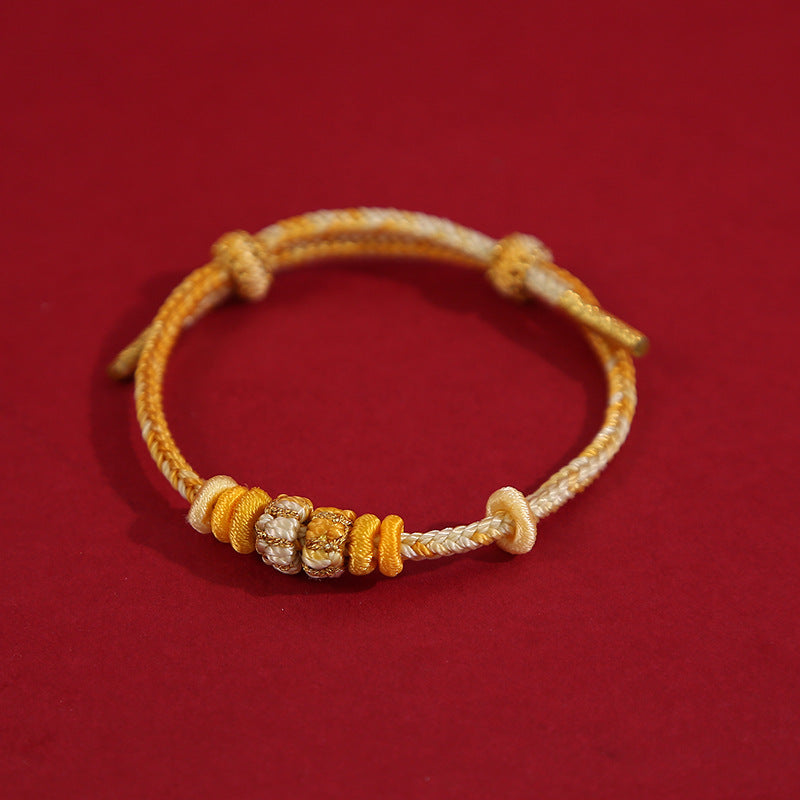 Handmade Braided Cord Bracelet with Gradient Beads