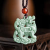 Jade Qilin Pendant Necklace with Red Bead