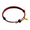 Cinnabar and Hetian Jade Red String Bracelet with Fu Charm