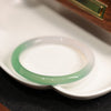 Green and White Agate Bangle Bracelet, 8mm Round Bar