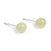 Round Beaded Luck Stud Earrings, Green Faux Jade and Copper
