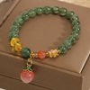 Green Strawberry Quartz Bracelet with Peach Charm